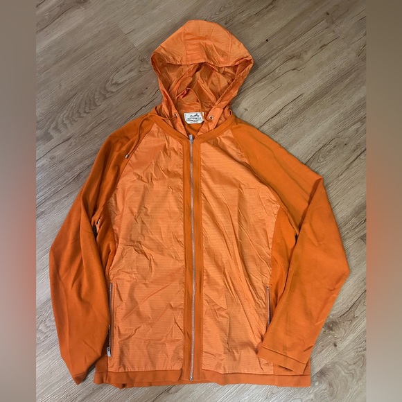 Hermes Other - Hermes Blousson Zippe a Capuche Hooded Zip Up orange Jacket men size xl wool